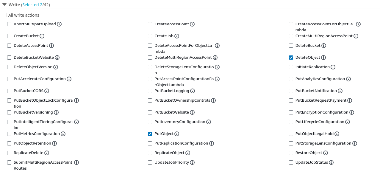 Policy S3 Write Permissions